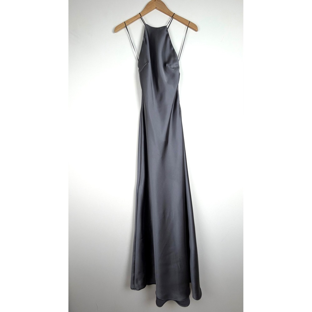 ZARA Grey Satin Halter Neck Open Back Maxi Dress XS 2916/331 NWT - Picture 5 of 16